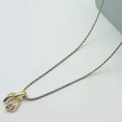 美品 クリスチャンディオール 三日月型 ネックレス ラインストーン 
