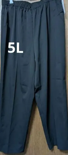 大きいサイズ新品5Lブラック タック入パンツ　股下68