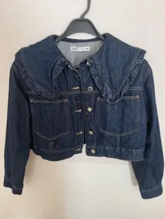 ZARA フリル付き襟 デニムジャケット