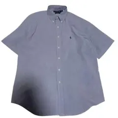 Ralph Lauren 半袖BDシャツ L ポニー刺繍 ブルー