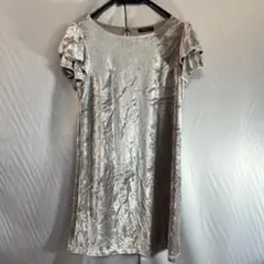 COMME CA ISM シルバー フリル袖 ワンピース レディース