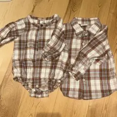 WAPYPY 長袖シャツ 90/52 ブラウン系チェック　キャメル