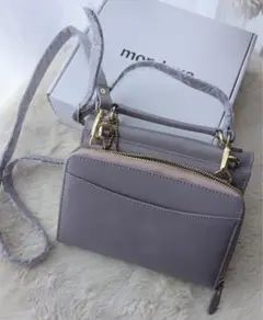 ★☆mon luxe 多機能ハンドバッグ 財布ショルダー 合成皮革 パープル★☆