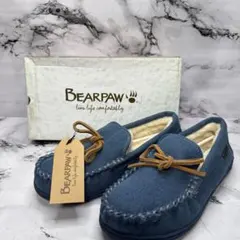 (新品未使用タグ付)大人気、ベアパウ、モカシン、人気色、紺色、ネイビー、高級感有