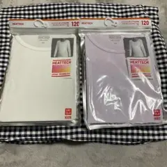 【新品未開封】ユニクロ　ヒートテック(120cm)九分袖　白　薄紫2枚