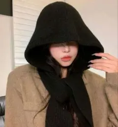 バラクラバ ブラック フード 付き マフラー フード 暖かい スヌード 防寒