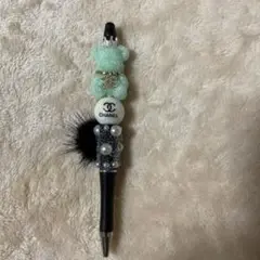 CHANELのクマと丸ビーズのカスタムボールペン