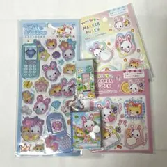 平成はっぴーフォン シール フワフワらびちゃん ミニブック 消しゴム 付箋