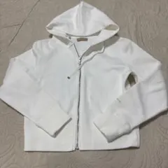 ef-de・ホワイト フード付きジップアップパーカー
