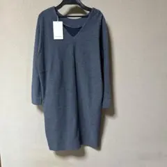 ADAM ET ROPÉ ダークブルー Vネック ワンピース