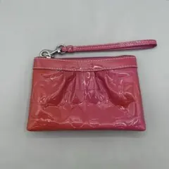 Coach Signature Enamel Wristlet Pouch PK