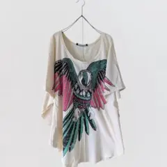 DOROTHY PERKINS オウム柄ドルマンTシャツ ゆったり UK10 鳥のサムネイル