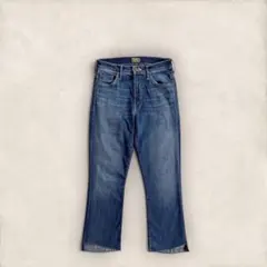 マザー デニムパンツ 裾スリット ブリンジ コットン ヒゲ ストレッチ ブルーのサムネイル