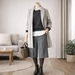 Modify　モディファイ　 ウール混ツイード調パンツ　サイズ44（LL相当）