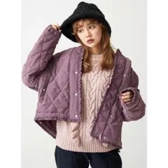 merry jenny フード付き キルティングジャケット パープル