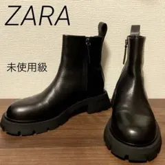 美品　ZARA トラックソール ショートブーツ 37 24cm サイドジップ