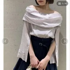 snidelオフショルダー ライトグレー シャツ