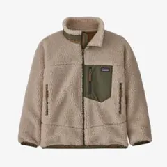 patagonia フリースジャケット キッズXXL ベージュ/オリーブ
