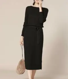 nano •universe 毛玉レスニット ツイストリブワンピース