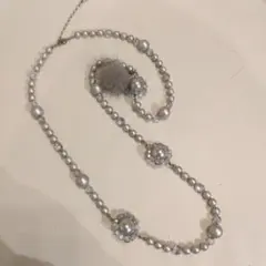 シルバー ビーズ パール ネックレスのサムネイル