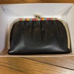 R*a様 ストライプ装飾付き黒コインケース