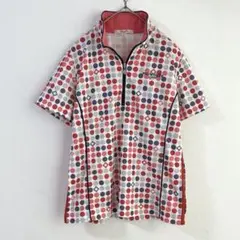 5966 Marie Claire Sport ゴルフシャツ　半袖　総柄　Ｌのサムネイル