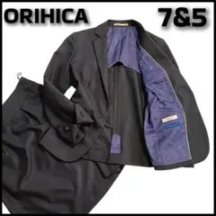 美品✨️ORIHICA セットアップスーツ 洗える 黒 ストライプ 7&5号