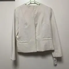 【未使用タグ付き】アイボリー ノーカラージャケット Mサイズ