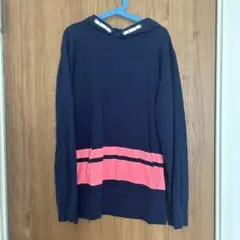 ネイビー・ピンク ストライプパーカー XL