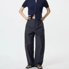 【即日発送】UNIQLO ジャージーバレルレッグパンツ ネイビー M