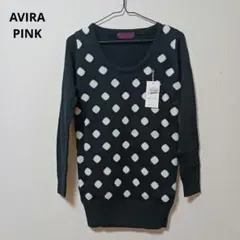 セーター　アビラピンク　ブラック×ホワイト　ドット　ニット　アクリル　平成ギャル