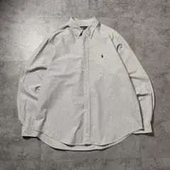 【XXL】ラルフローレン 刺繍ワンポイント　ストライプ　ボタンダウンシャツ