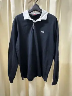 Canterbury ラガーシャツ XS ネイビー 水色 長袖 ボーダー 美品 - メルカリ