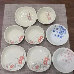 片岡鶴太郎　食器　8枚セット販売　雪椿　桜　花柄　たけのこ　ペア