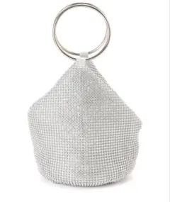 ラインストーン　リング　ハンドル　パーティーバッグ　シルバー