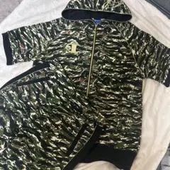 【美品】Champion 迷彩セットアップ ジャージ 半袖 短パン Oサイズ