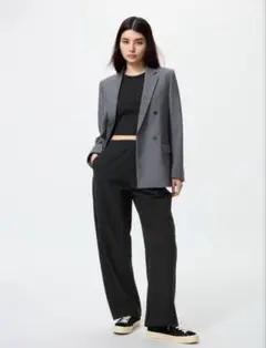 UNIQLO／ユニクロ　ジャージーカーブワイドパンツ　ブラックXL