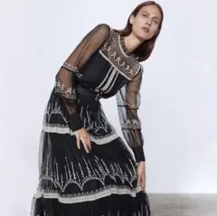 【ラスト1点】オーガンジー刺繍ドレス zara vintage 新品 sサイズ