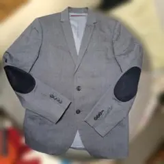 REG .TM/ W-IKKS 肘当付 テーラードジャケット ブルーグレー