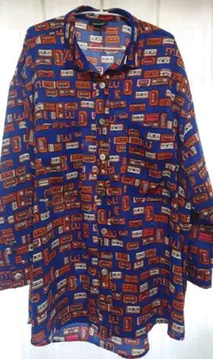 【中古】メラーンジュ　melange シャツ M ブルーカセット柄のサムネイル