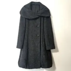 ダークグレーコート ウール混合 裾バルーン