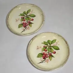 イタリア 桜 木製小皿2枚組 LEGNO HOLZ WOOD BOIS 美品