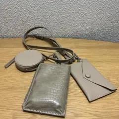 3連ショルダーバッグ ベージュ