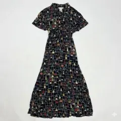 【希少/USA製TALBOTS タルボット 総柄ロングワンピースレーヨン100%