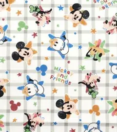 生地 オックス ミッキー＆フレンズ チェック柄 ユザワヤはぎれ 値下げ中