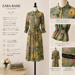【大人気】ZARA フラワープリント シャツワンピース シースルー ロング丈のサムネイル