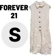 FOREVER 21 アイボリー ノースリーブワンピース 〖S〗 フロントボタン