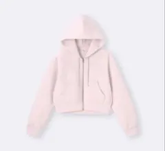 GU パフスウェットフルジップパーカー　ピンク　いちごみるくカラー
