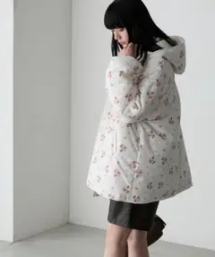 【forksy.】花柄リバーシブルフーディ中綿ジャケット ダウン