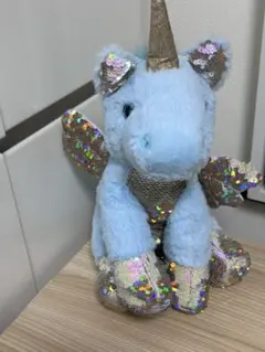 海外　ユニコーン　ぬいぐるみ　水色